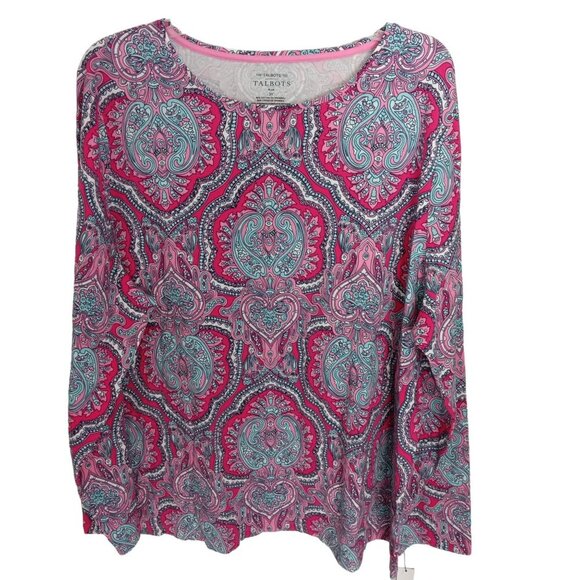 Talbots Multicolor Paisley Long Sleeve Scoop Neck Plus Size Top SZ 3XL - Picture 1 of 9
